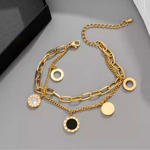 Luxury Famous Brand Jewelry Gold plated Stainless Steel Roman Numerals Bracelets